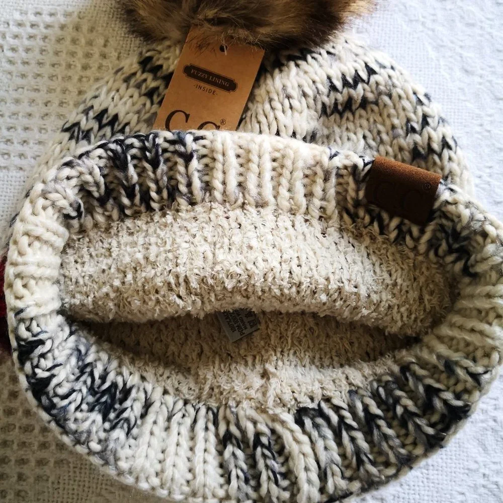 C.C Women's Soft Stretch Cable Knit Warm Fuzzy Lined Skully‎ Cap/Beanie